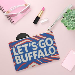 Let's Go Buffalo Clutch Bag | Football Fan Accessory, Red Blue Stripe Design