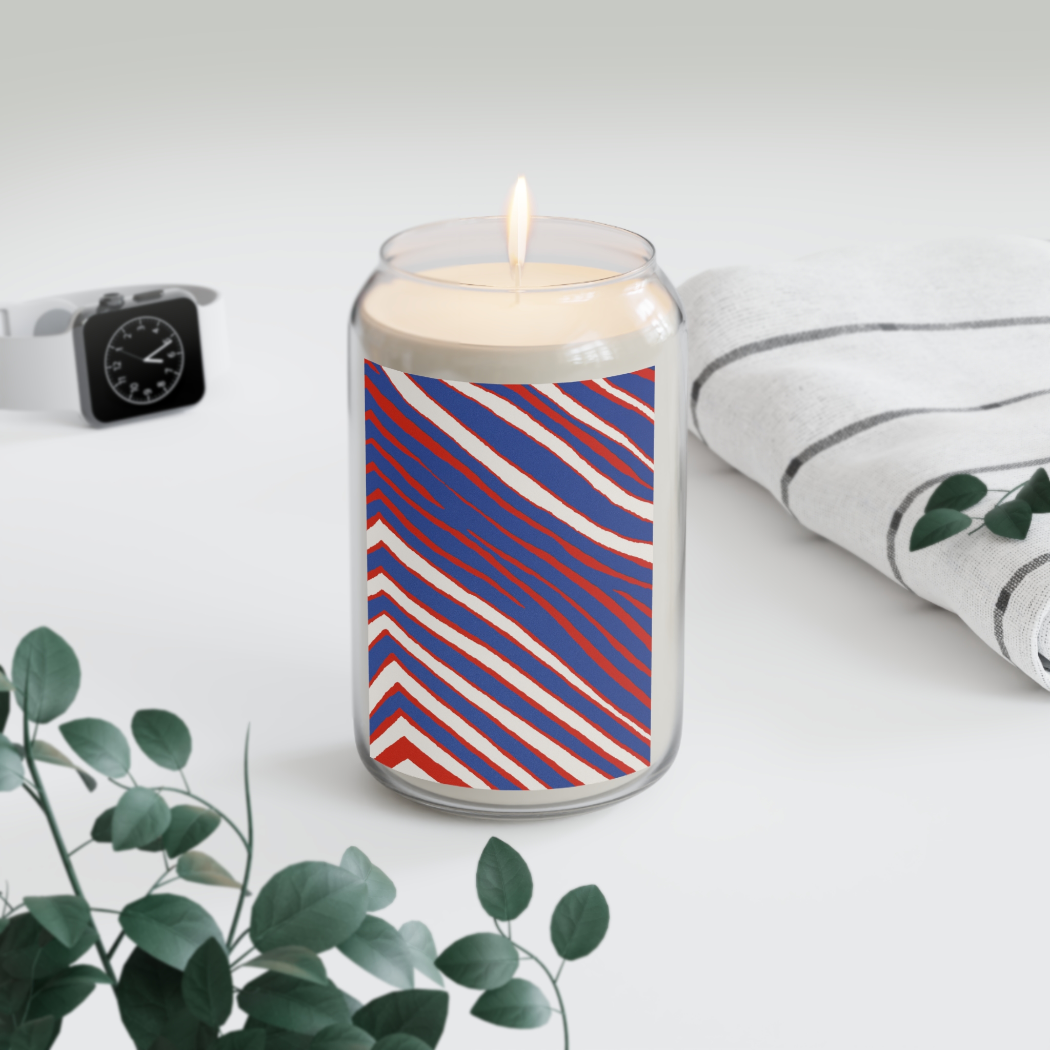 Bills-Inspired Stripe Soy Candle — 13.75oz Scented Candle - Image 2