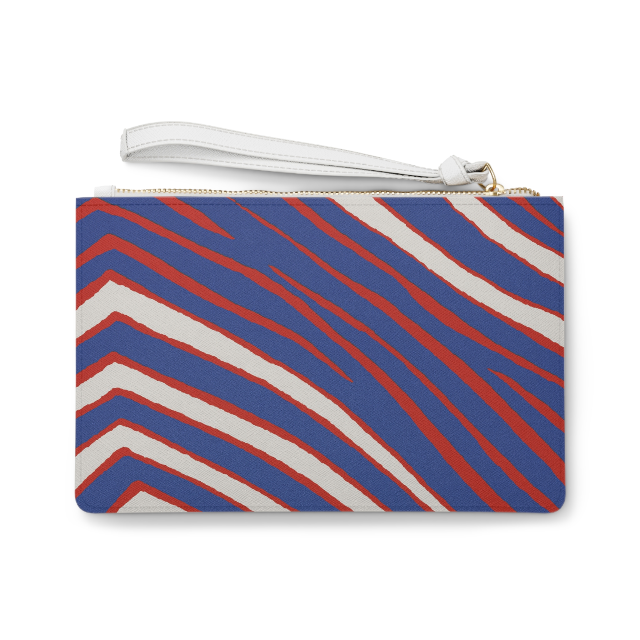 Let’s Go Buffalo Clutch Bag | Buffalo Silhouette, Red White Blue Stripes - Image 2